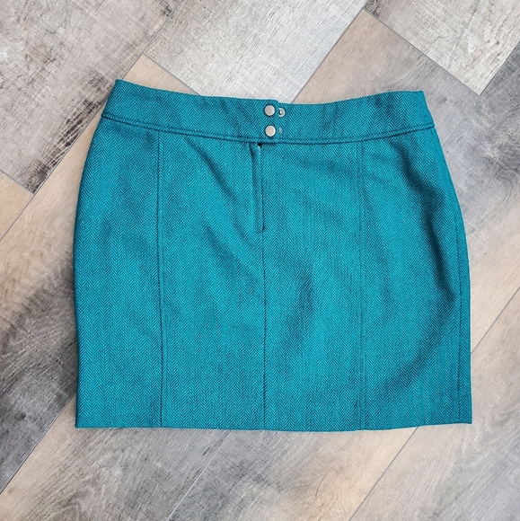 H&M Teal Tweed Mini Skirt Size 6 - Picture 2 of 5